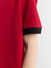 Meta Campania Collective - Vic No-Button Piquet Polo in Red