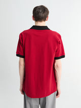 Meta Campania Collective - Vic No-Button Piquet Polo in Red