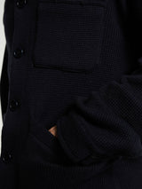 Meta Campania Collective - Julian Unlined Cashmere Silk Cotton Knit Jacket in Midnight Blue