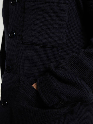 Meta Campania Collective - Julian Unlined Cashmere Silk Cotton Knit Jacket in Midnight Blue