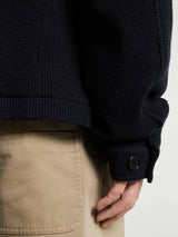 Meta Campania Collective - Julian Unlined Cashmere Silk Cotton Knit Jacket in Midnight Blue