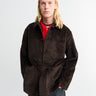 Meta Campania Collective - Bill Unlined Exaggerated Wale Cotton Corduroy Workwear Jacket in Dark Chocolate Brown