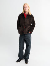 Meta Campania Collective - Bill Unlined Exaggerated Wale Cotton Corduroy Workwear Jacket in Dark Chocolate Brown