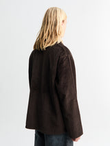 Meta Campania Collective - Bill Unlined Exaggerated Wale Cotton Corduroy Workwear Jacket in Dark Chocolate Brown