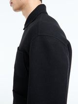 Meta Campania Collective - Julian Cuff Classic Unlined Boiled Wool Shirt Jacket in Black