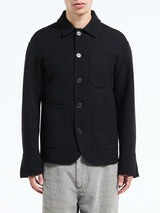 Meta Campania Collective - Julian Cuff Classic Unlined Boiled Wool Shirt Jacket in Black