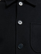 Meta Campania Collective - Julian Cuff Classic Unlined Boiled Wool Shirt Jacket in Black