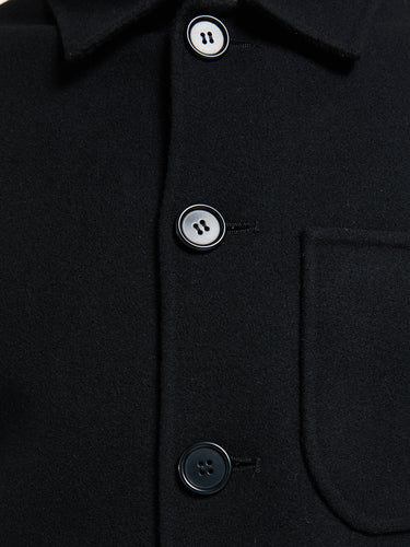 Meta Campania Collective - Julian Cuff Classic Unlined Boiled Wool Shirt Jacket in Black