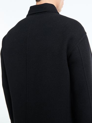 Meta Campania Collective - Julian Cuff Classic Unlined Boiled Wool Shirt Jacket in Black