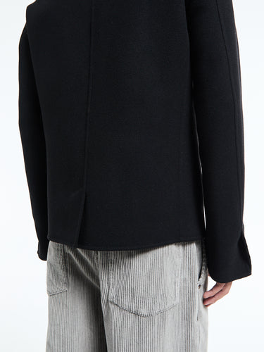 Meta Campania Collective - Julian Cuff Classic Unlined Boiled Wool Shirt Jacket in Black