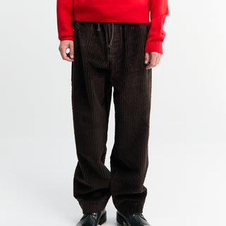 Meta Campania Collective - Ed Unlined Exaggerated Cotton Corduroy Drawstring Trousers in Dark Chocolate Brown