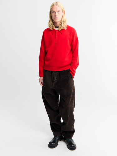 Meta Campania Collective - Ed Unlined Exaggerated Cotton Corduroy Drawstring Trousers in Dark Chocolate Brown