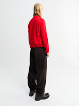 Meta Campania Collective - Ed Unlined Exaggerated Cotton Corduroy Drawstring Trousers in Dark Chocolate Brown