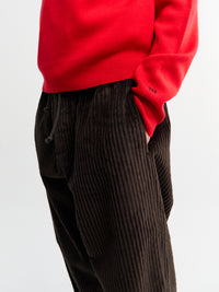 Meta Campania Collective - Ed Unlined Exaggerated Cotton Corduroy Drawstring Trousers in Dark Chocolate Brown