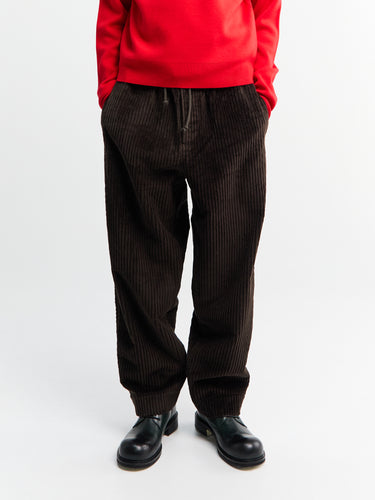 Meta Campania Collective - Ed Unlined Exaggerated Cotton Corduroy Drawstring Trousers in Dark Chocolate Brown