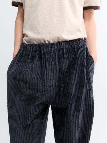 Meta Campania Collective - Ed Unlined Exaggerated Cotton Corduroy Drawstring Trousers in Dark Grey