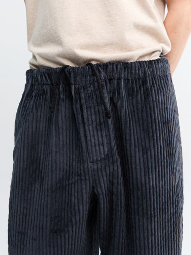 Meta Campania Collective - Ed Unlined Exaggerated Cotton Corduroy Drawstring Trousers in Dark Grey