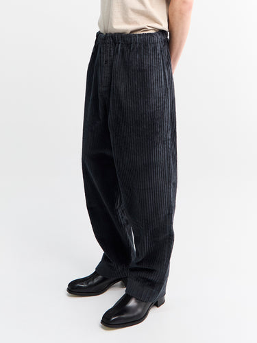 Meta Campania Collective - Ed Unlined Exaggerated Cotton Corduroy Drawstring Trousers in Dark Grey