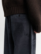 Meta Campania Collective - Ed Unlined Exaggerated Cotton Corduroy Drawstring Trousers in Dark Grey
