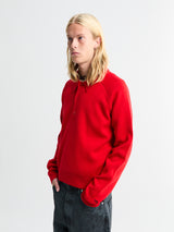 Meta Campania Collective - Jed Longsleeved Mercirised Merino Polo Shirt in Poppy Red