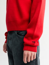 Meta Campania Collective - Jed Longsleeved Mercirised Merino Polo Shirt in Poppy Red