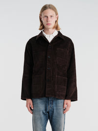 Meta Campania Collective - Bill Unlined Exaggerated Wale Cotton Corduroy Workwear Jacket in Brown