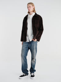 Meta Campania Collective - Bill Unlined Exaggerated Wale Cotton Corduroy Workwear Jacket in Brown
