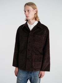 Meta Campania Collective - Bill Unlined Exaggerated Wale Cotton Corduroy Workwear Jacket in Brown