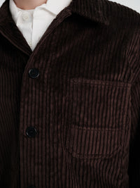 Meta Campania Collective - Bill Unlined Exaggerated Wale Cotton Corduroy Workwear Jacket in Brown