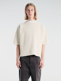 Meta Campania Collective - Edu Felted Wool Cashmere Oversized T Shirt in Natural White-Italian