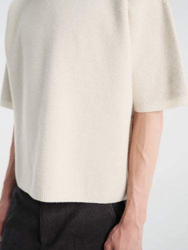 Meta Campania Collective - Edu Felted Wool Cashmere Oversized T Shirt in Natural White-Italian