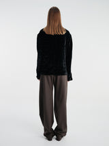 Meta Campania Collective - Julian Stand Collar Multi-Button Velvet Shirt Jacket in Black-Italian Velvet
