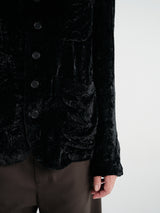 Meta Campania Collective - Julian Stand Collar Multi-Button Velvet Shirt Jacket in Black-Italian Velvet