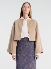 Meta Campania Collective - Etel Midweight Cashmere Cape in Light Taupe-Italian Cashmere