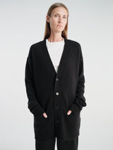 Meta Campania Collective - Mika Long Midweight Cashmere Cardigan in Black-Italian Coarshair Cashmere