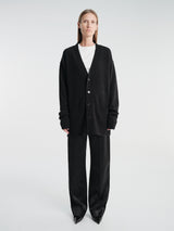 Meta Campania Collective - Mika Long Midweight Cashmere Cardigan in Black-Italian Coarshair Cashmere