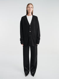 Meta Campania Collective - Mika Long Midweight Cashmere Cardigan in Black-Italian Coarshair Cashmere