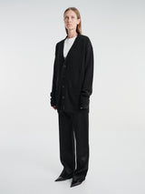 Meta Campania Collective - Mika Long Midweight Cashmere Cardigan in Black-Italian Coarshair Cashmere