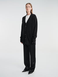 Meta Campania Collective - Mika Long Midweight Cashmere Cardigan in Black-Italian Coarshair Cashmere