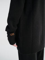Meta Campania Collective - Mika Long Midweight Cashmere Cardigan in Black-Italian Coarshair Cashmere