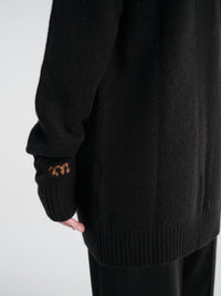 Meta Campania Collective - Mika Long Midweight Cashmere Cardigan in Black-Italian Coarshair Cashmere