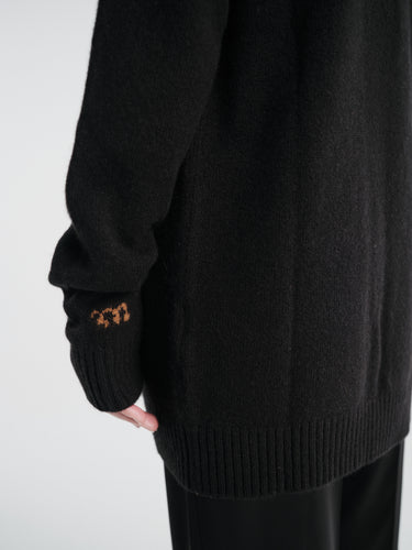 Meta Campania Collective - Mika Long Midweight Cashmere Cardigan in Black-Italian Coarshair Cashmere