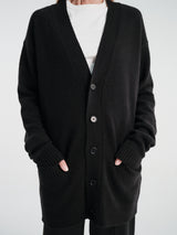 Meta Campania Collective - Mika Long Midweight Cashmere Cardigan in Black-Italian Coarshair Cashmere