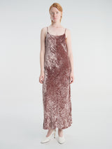 Meta Campania Collective - Alma Long Crushed Velvet Slip Dress in Dusty Rose-Italian