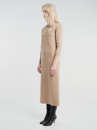 Meta Campania Collective - Jen 3/4 Sleeve Zebellino Cashmere Dress in Light Taupe-Italian Cashmere