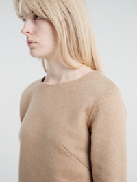 Meta Campania Collective - Jen 3/4 Sleeve Zebellino Cashmere Dress in Light Taupe-Italian Cashmere