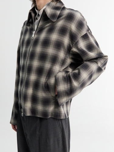 Meta Campania Collective - Tino Cotton Check Shirting Collar Blouson in Grey and Black