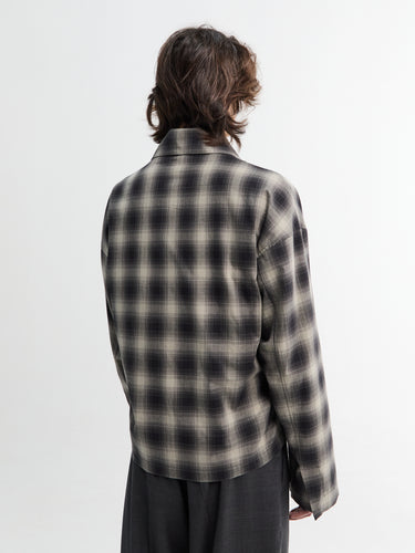 Meta Campania Collective - Tino Cotton Check Shirting Collar Blouson in Grey and Black