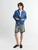 Meta Campania Collective - Bill Cropped Teawash Denim Workwear Jacket in Blue Teawash