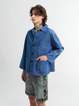 Meta Campania Collective - Bill Cropped Teawash Denim Workwear Jacket in Blue Teawash